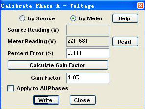 Calibrate phase A - voltage.