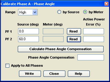 Calibrate phase A - phase angle.