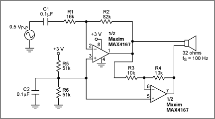 Figure 1. This conventional bridged amplifier features two amplifiers in tandem.