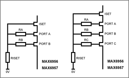 Figure 1. Adding two or three extra resistors to unused ports to build a global intensity control DAC.