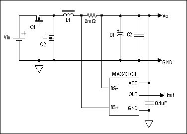 Figure 2. A typical 20A current-sense application using the MAX4372F.