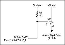 Figure 1. Current boosting the digit drive while retaining a low voltage LED supply.