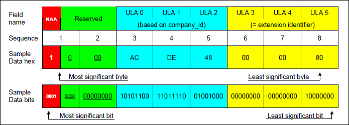 Figure 3. FC-PH IEEE 48-bit identifier format.