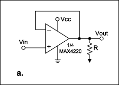 Figure 1a. A single-supply op amp biased at mid-VCC.