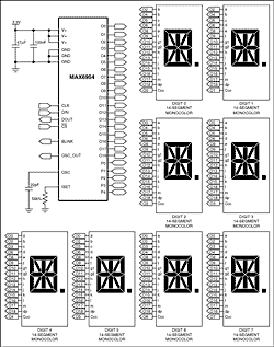 Figure 1. MAX6954 14-segment application circuit.