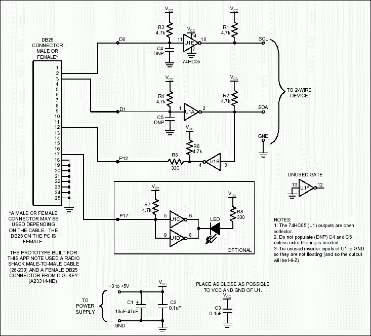 Figure 1. 2-wire parallel port interface.