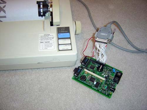 Figure 3. TINIs400 socket board connected to the Epson printer.
