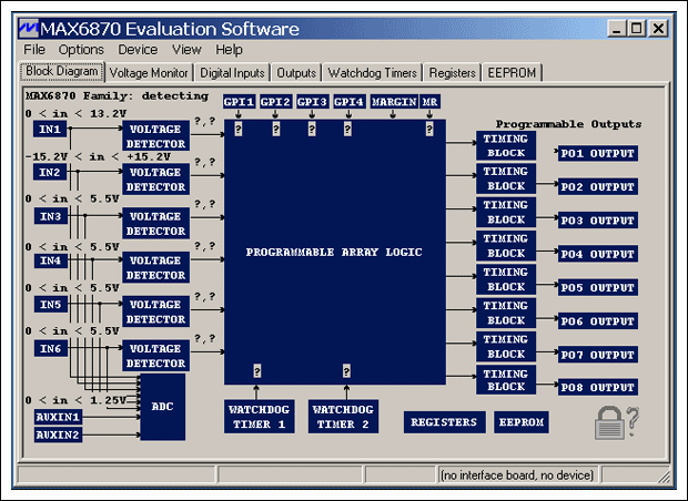 Figure 5. Screenshot of the MAX6870 programming software.