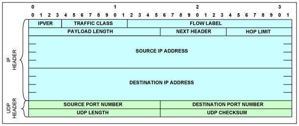 Figure 5. UDP/IPv6 header.