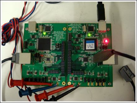 Figure 1b. MAX9257/MAX9258 EV kit with JAE cable link unlocked/in error (the link is severed)