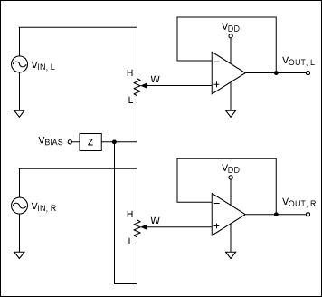 Figure 7. Passive bias networks and stereo signals.