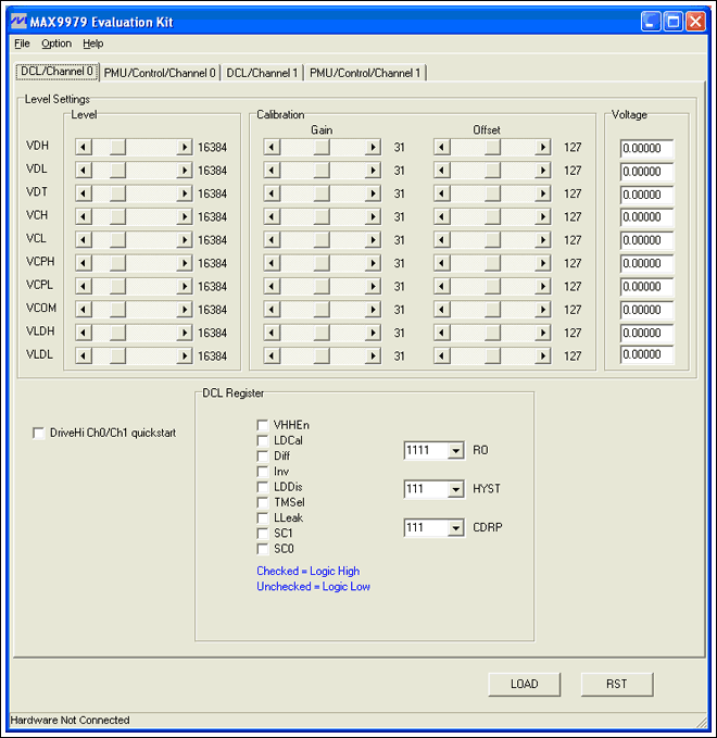 Figure 3. MAX9979 GUI at startup.