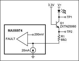 Figure 1. This level-shifting transistor allows the IC to drive series LEDs from a high-voltage supply.