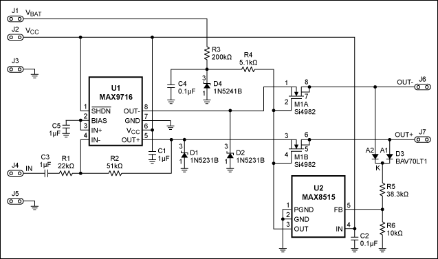 Figure 1. This output-protection circuit provides continuous protection against overvoltage faults.