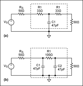 Figure 2a and 2b. EMI filter configurations.