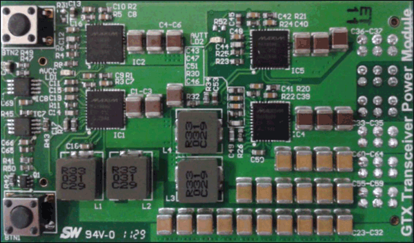 Figure 13. A 2-phase MAX8686 power supply for the Xilinx Virtex-6 GTX transceivers for use with the Xilinx ML623 board. A similar board is available for the Xilinx Spartan-6 GTP transceivers for use with the Xilinx SP623 board.