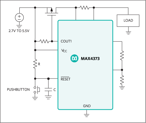 MAX4373 overcurrent protection circuit.