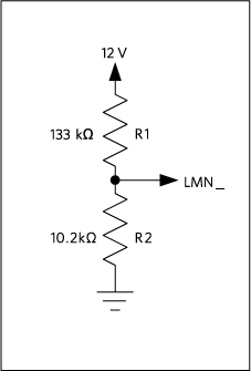 図6. 12V PoC用のラインフォルト抵抗分圧回路