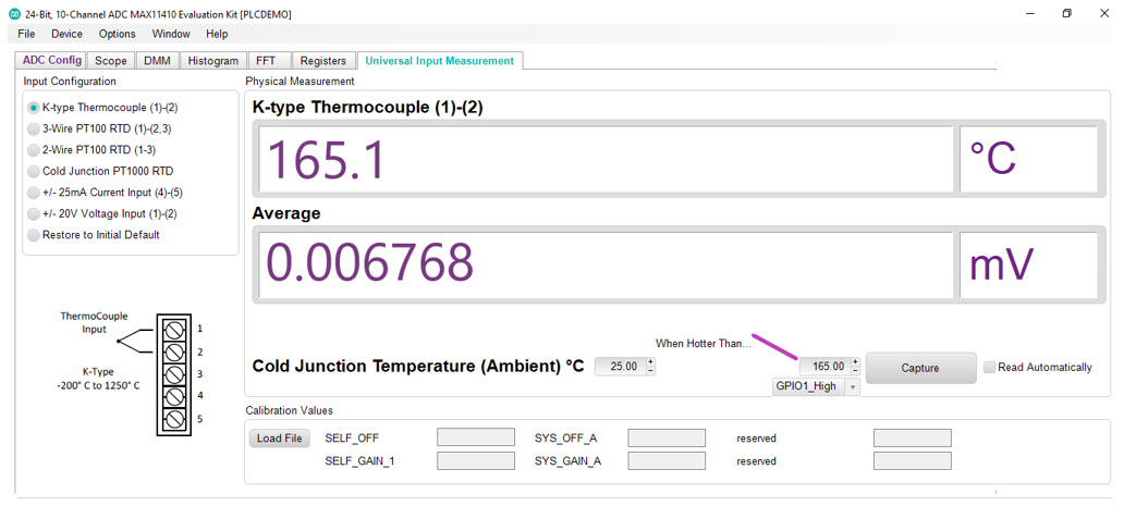 Oven temperature measurement using the MAX11410 ADC thermocouple feature