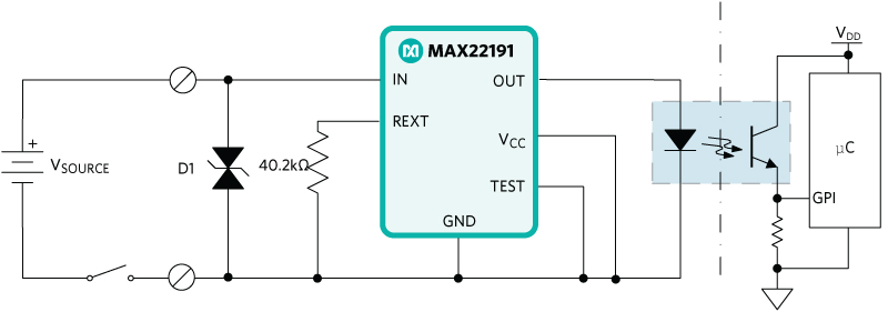 MAX22191 current sourcing circuit