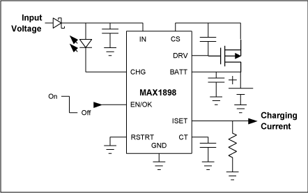 Figure 2. The MAX1898 linear Li+ charger.